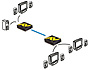 Image 2 of 2 - An AdderLink AV 100 Transmitter/Receiver pair extends video and audio from one source to one or two extended audio/video pods, while the signal can locally be either fed-through to a local console, or cascaded to another Transmitter to duplicate the extension set.