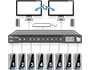 Image 5 of 7 - Default eight-host, single-head, dual-screen layout.</BR>
The standard configuration allows the single-head outputs of any two host computers to be displayed on the two screens, in any order, with keyboard and mouse focus being switchable between them.</BR>
If Free-Flow is used for automated switching of focus between the two screens, they will be assumed to be arranged side-by-side, with the primary display on the left side.