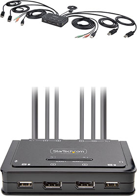 4K 60Hz Dual-DisplayPort 2-Port Cable KVM Switch w/ Audio & Remote Switch 4K 60Hz Dual-DisplayPort 2-Port Cable KVM Switch w/ Audio & Remote Switch