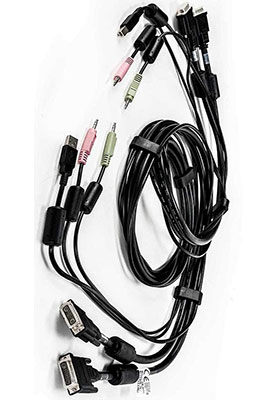 CBL0120 Dual-DVI/USB/2x Audio KVM Cable, 6 Feet