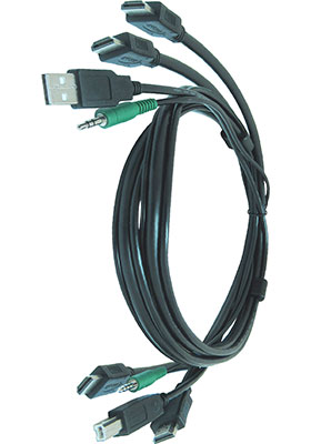 Dual-HDMI/USB/Audio KVM Cable, 6 Feet [SD]