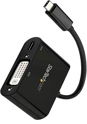 USB-C to DVI Adapter w/ 60W Power Delivery, Black