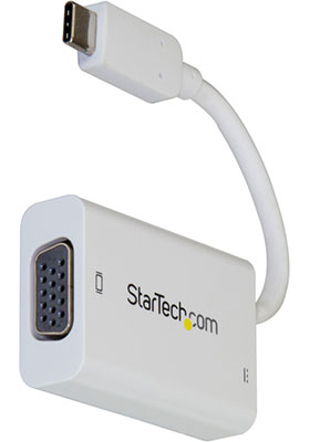 USB-C to VGA Adapter w/ 60W Power Delivery, White USB-C to VGA Adapter w/ 60W Power Delivery, White