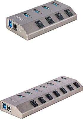 Hybrid (USB-C or USB-A Host) USB Hubs