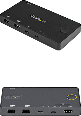 2 Port USB C KVM Switch - 4K 60Hz HDMI - Compact Dual Port UHD USB Type C  Desktop Mini KVM Switch with USB C Cables - Bus Powered - MacBook iPad Pro