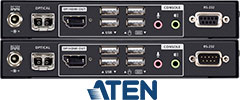 Fiber-Optic HDMI/DisplayPort-USB KVM Extenders