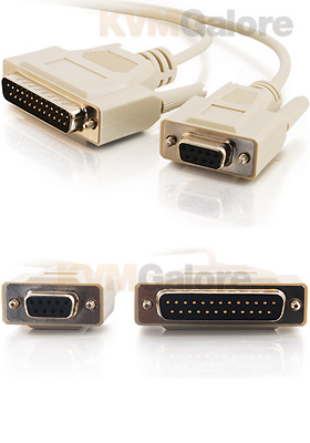 DB25 Male to DB9 Female Null Modem Cables