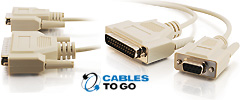 DB25 Male to DB9 Female Null Modem Cables