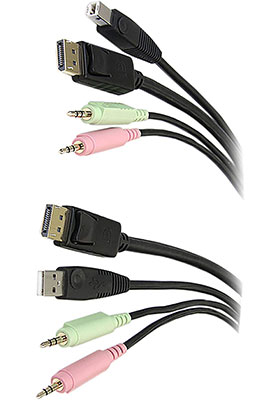 4-in-1 USB/DisplayPort/Audio KVM Cable, 6 Feet
