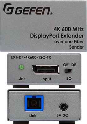 4K 600 MHz DisplayPort Extender over One Fiber