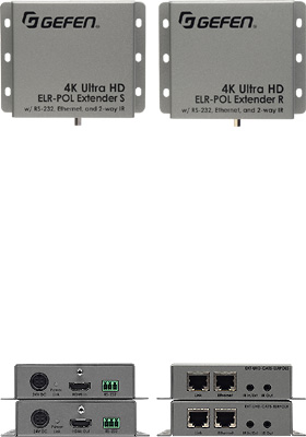 4K Ultra-HD ELR-POL Extender w/ RS-232, Ethernet, and 2-way IR