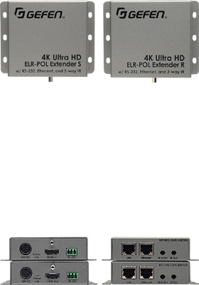 4K Ultra-HD ELR-POL Extender w/ RS-232, Ethernet, and 2-way IR 4K Ultra-HD ELR-POL Extender w/ RS-232, Ethernet, and 2-way IR