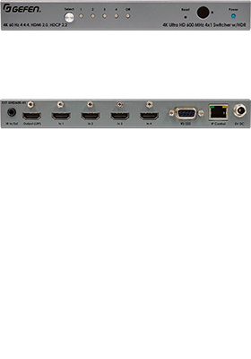 4K Ultra-HD 600 MHz 4x1 Switcher w/ HDR 4K Ultra-HD 600 MHz 4x1 Switcher w/ HDR