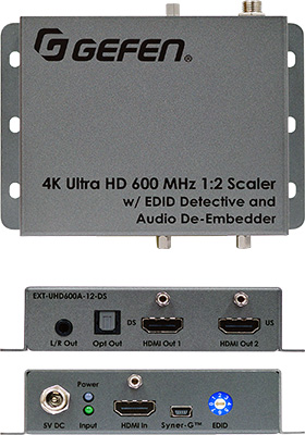4K Ultra-HD 600 MHz 1:2 Scaler w/ EDID Detective and Audio De-Embedder
