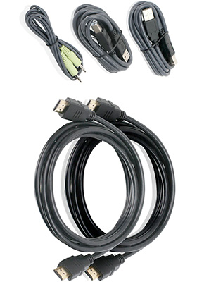 Dual-HDMI, Audio and Dual-USB KVM Cable Kit, 6-Feet (TAA) Dual-HDMI, Audio and Dual-USB KVM Cable Kit, 6-Feet (TAA)