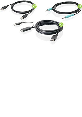 Dual HDMI-to-DisplayPort, Audio and Dual-USB KVM Cable Kit, 6-Feet Dual HDMI-to-DisplayPort, Audio and Dual-USB KVM Cable Kit, 6-Feet