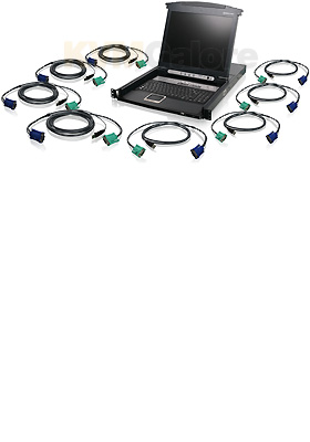 17" LCD Combo Console, 8-Ports w/ USB Cables