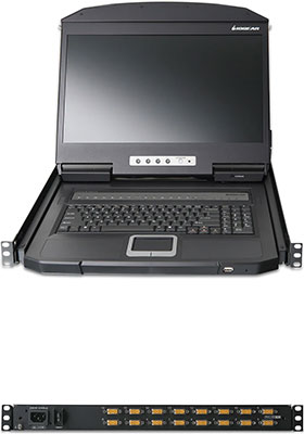 18.5" Widescreen Short-Depth 16-Port VGA LCD KVM Console/Switch 18.5" Widescreen Short-Depth 16-Port VGA LCD KVM Console/Switch