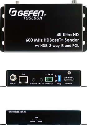 4K Ultra-HD 600 MHz HDBaseT Extender w/ HDR, 2-way IR and POL