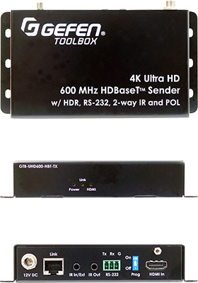 4K Ultra-HD 600 MHz HDBaseT Extender w/ HDR, RS-232, 2-way IR, and POL