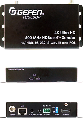 4K Ultra-HD 600 MHz HDBaseT Extender w/ HDR, RS-232, 2-way IR, and POL 4K Ultra-HD 600 MHz HDBaseT Extender w/ HDR, RS-232, 2-way IR, and POL