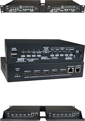 SPLITMUX 4K 18Gbps HDMI Quad Screen Splitter/Multiviewer, Dual Rack-Mount