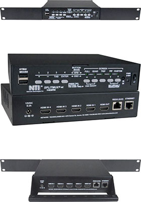 SPLITMUX 4K 18Gbps HDMI Quad Screen Splitter/Multiviewer, Rack-Mount