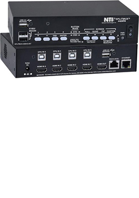 SPLITMUX HDMI Quad Multiviewer KVM Switch, Dual Rack-Mount