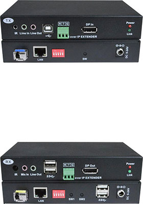 XTENDEX 4K DisplayPort USB KVM Extender, CATx/Fiber