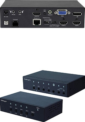 4x Video-Input with Audio to HDMI Switcher/Scaler/Extender