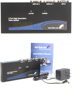 High Resolution VGA Video Splitter, 2 Ports - 350 MHz