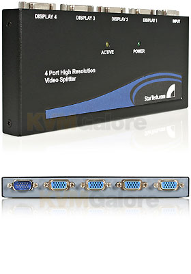 High Resolution VGA Video Splitter, 4 Ports - 350 MHz