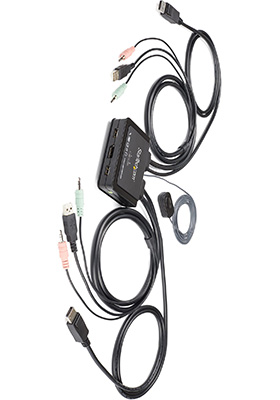 4K 60Hz DisplayPort 2-Port Cable KVM Switch w/ Audio & Remote Switch 4K 60Hz DisplayPort 2-Port Cable KVM Switch w/ Audio & Remote Switch
