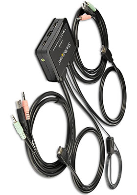 4K 60Hz HDMI 2-Port Cable KVM Switch w/ Audio & Remote Switch