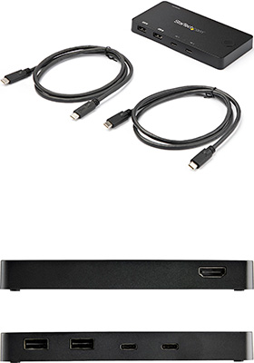 2 Port USB C KVM Switch - 4K 60Hz HDMI - Compact Dual Port UHD USB Type C  Desktop Mini KVM Switch with USB C Cables - Bus Powered - MacBook iPad Pro