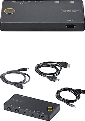 StarTech.com Switch KVM Hybride 2 Ports USB-A + HDMI & USB-C - Écran Unique