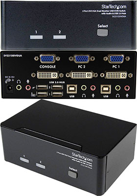 2-Port Dual-Monitor DVI-VGA KVMP Switch