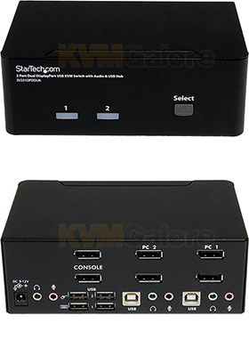 2-Port Dual-View 4K DisplayPort KVM Switch