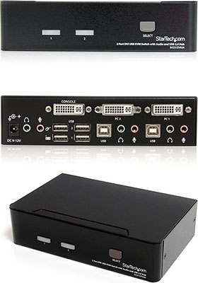 2-Port DVI-USB KVM Switch w/ Audio & USB Hub