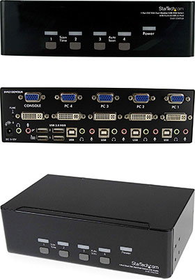 4-Port Dual-Monitor DVI-VGA KVMP Switch