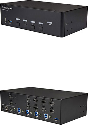 4-Port Dual-Monitor 4K 30Hz HDMI KVM Switch