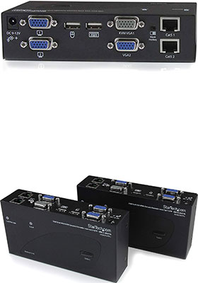 Dual-VGA/USB KVM Console Extender over Two CAT-5
