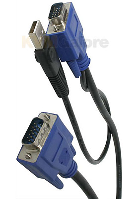 2-in-1 Ultra Thin VGA-USB KVM Cable, 15-feet