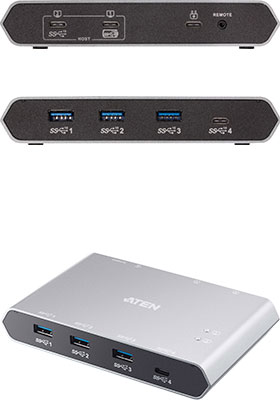 Antarktis region Bedst ATEN US3342 | 4-port USB sharing switch between two laptops