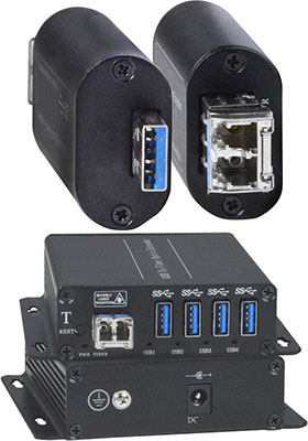 XTENDEX USB 3.0 Extender, 4-Ports, Fiber Optic