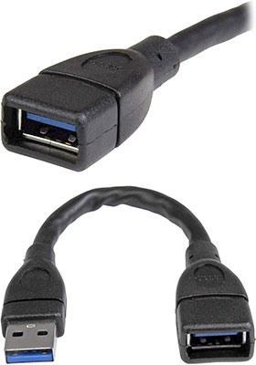 USB 3.0 Extension Cable, 6 inches, Black