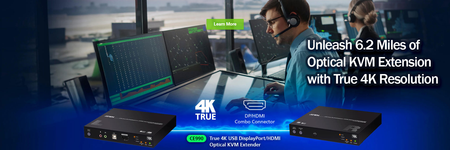 Fiber-Optic HDMI/DisplayPort-USB KVM Extenders